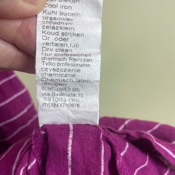 Stella Martini Made in Italy 100% Linen Pink Striped Dress Size L - Picture 7 of 15